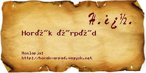 Horák Árpád névjegykártya