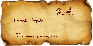 Horák Árpád névjegykártya